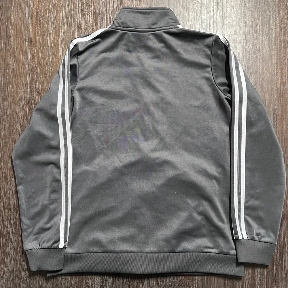 Adidas Gray Track Jacket Kids L (14/16) Three‎ Stripe Zip Front Athleisure
